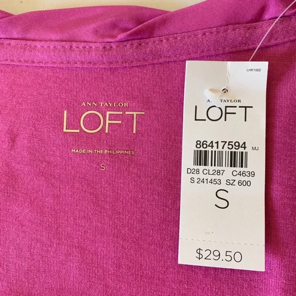 NWT Ann Taylor Loft Fuchsia Tee Shirt Size S - Picture 6 of 8